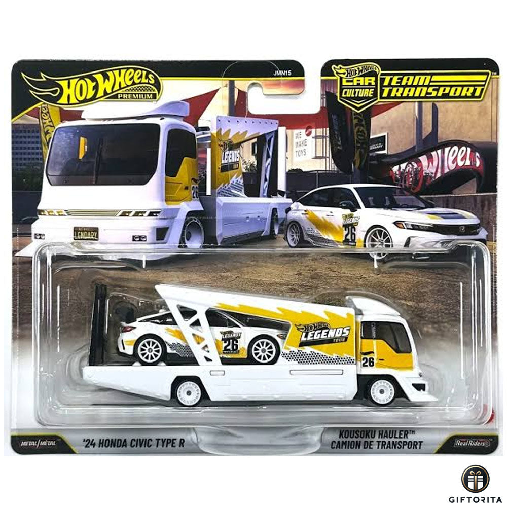 Hot Wheels Premium Team Transport (P00086) # Legends Tour 2026 - 24 Honda Civic Type R And Kousoku Hauler Camion DE Transport