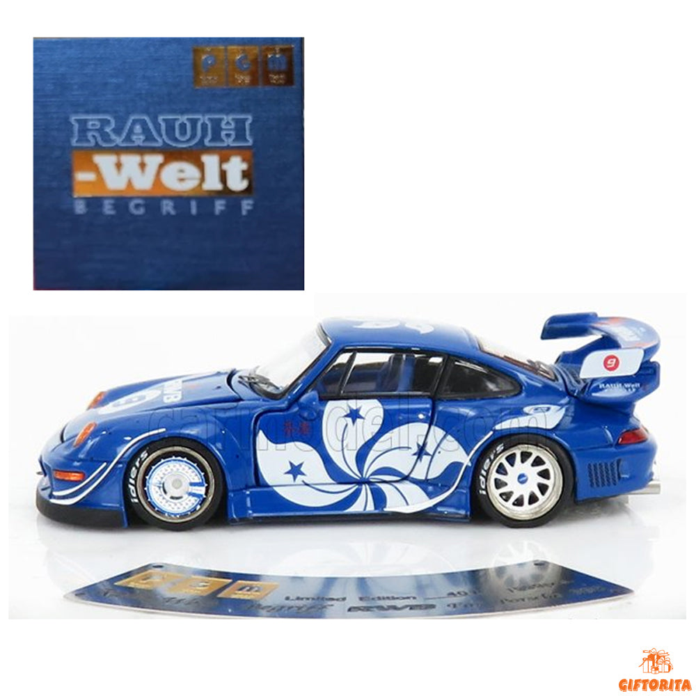 PGM 1:64 Die Cast (P00089) – PORSCHE 911 993 RWB RAUH WELT N 9 BEGRIFF 1996 BLUE Ltd 999 pcs