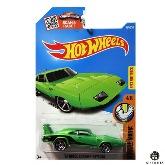 Hot Wheels Regular (LOOSE) P01211 – 69 Dodge Charger Daytona – 4/10 & 124/250 – Green Black Liner (CARD AVAILABLE)