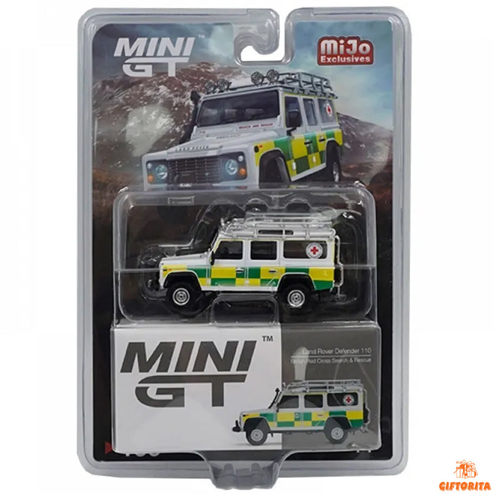 MINI GT 1:64 Die Cast # 159 (P00947) – Mijo Exclusive – LAND ROVER DEFENDER 110 – BRITISH RED CROSS SEARCH & amp RESCUE