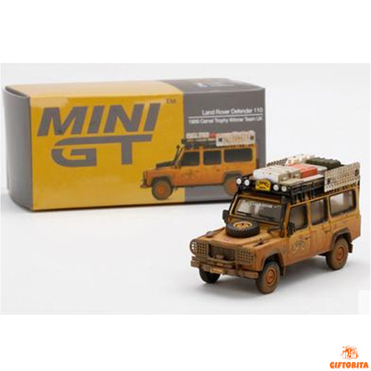 MINI GT 1:64 Die Cast # 221 – Land Rover Defender 110 1989 Camel trophy Winner Team UK