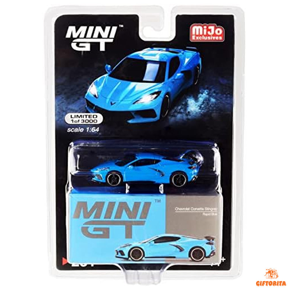 MINI GT 1:64 Die Cast # 251 (P00947) –  Mijo Exclusives – Chevrolet Corvette Stingray Rapid Blue