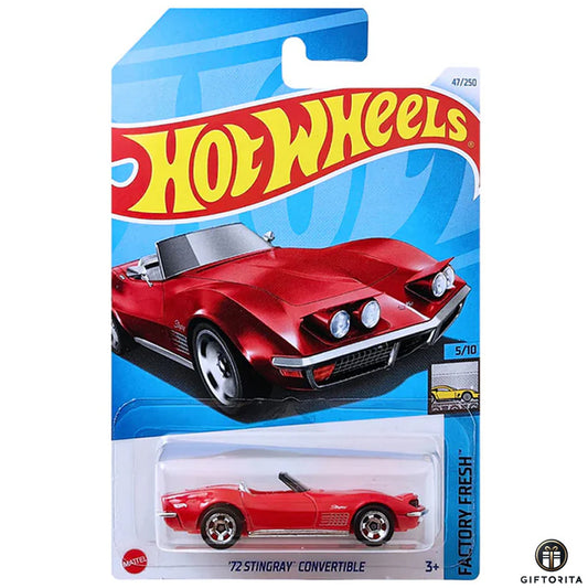 Hot wheels Regular Corvette -  72 Stingray Convertible – 5/10 & 47/250 – Red