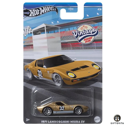Hot Wheels Regular Lamborghini – Vintage Racing Club – 1971 Lamborghini Miura SV – 4/6 – Golden