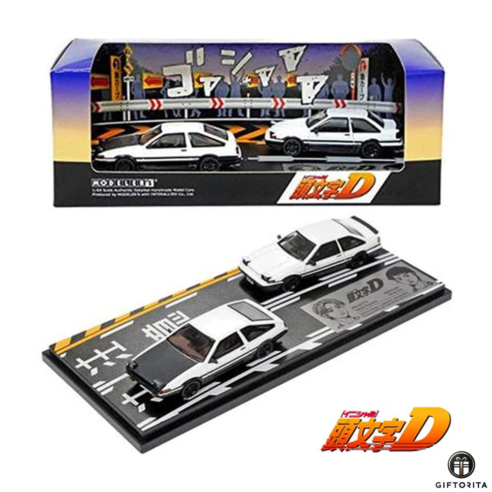 Initial D 1:64 Die Cast (P01218) – Modeler’s – MD64201 Initial D Set Vol. 1, Takumi Fujiwara (AE86) & Dryshin Torno 2-Door (AE86)