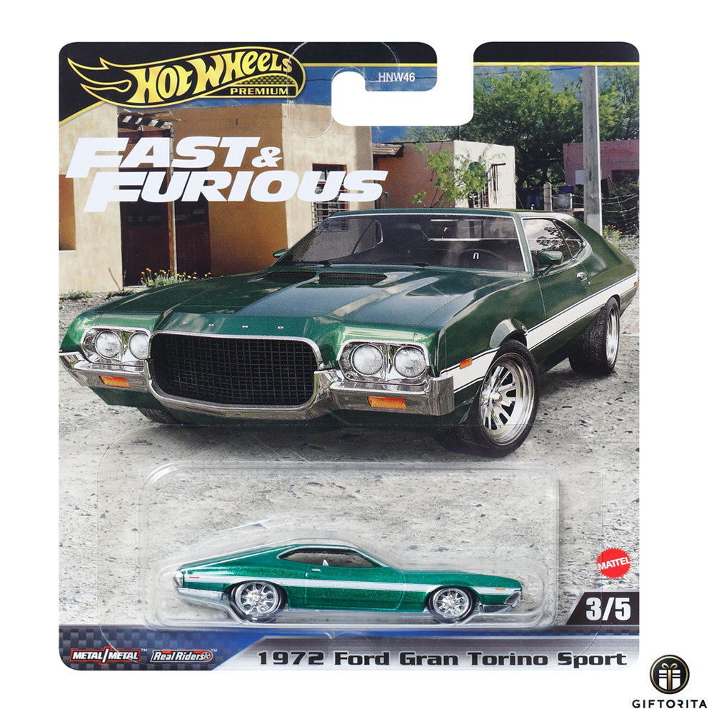 Hot Wheels Premium Single –Fast&furious-1972 Ford Gran Torino Sport-3/5 green