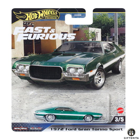 Hot Wheels Premium Single –Fast&furious-1972 Ford Gran Torino Sport-3/5 green