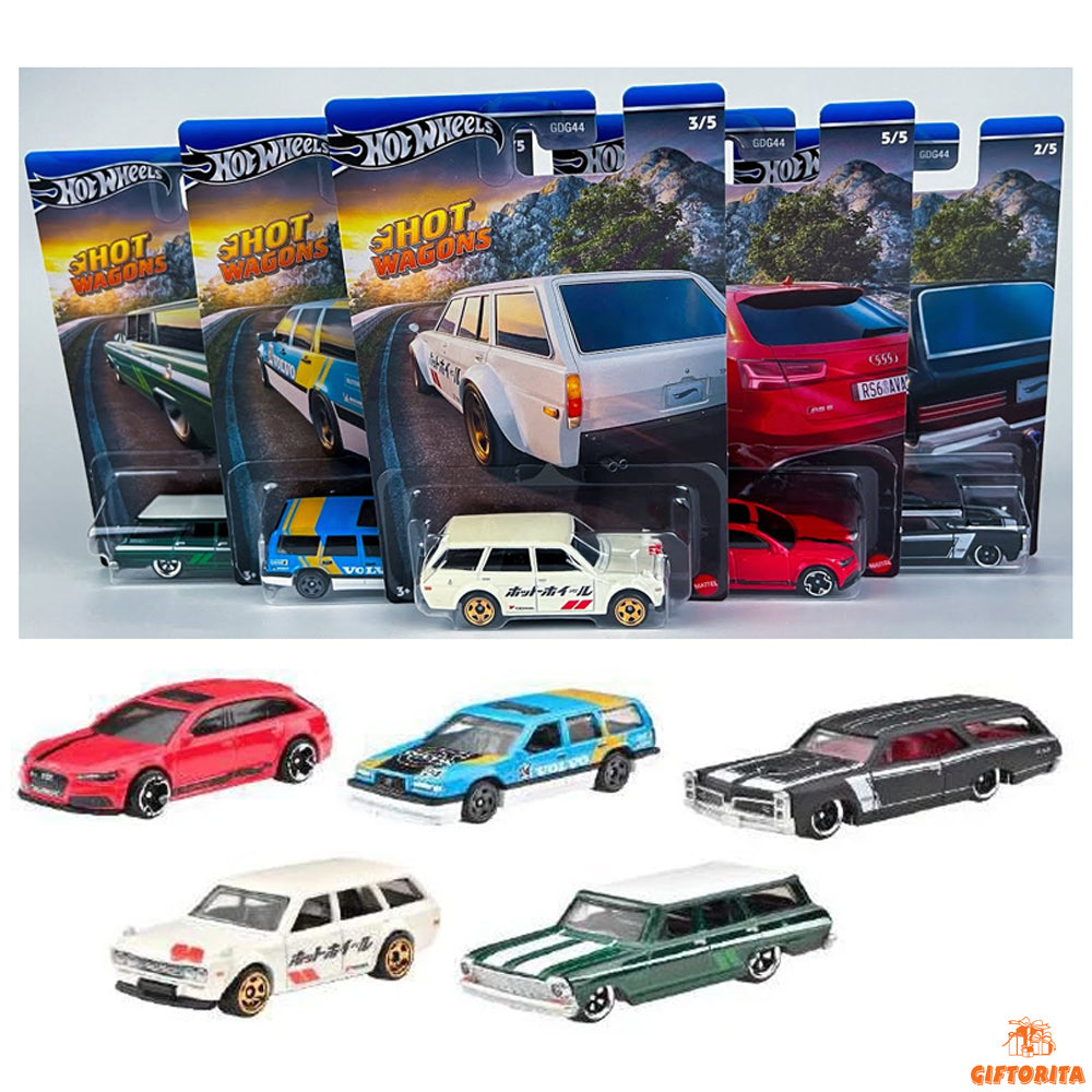 Hot Wheels Regular (P01191) – 2024 Hot Wheels Themed Automotive HOT WAGONS Assortment Set of 5 Car