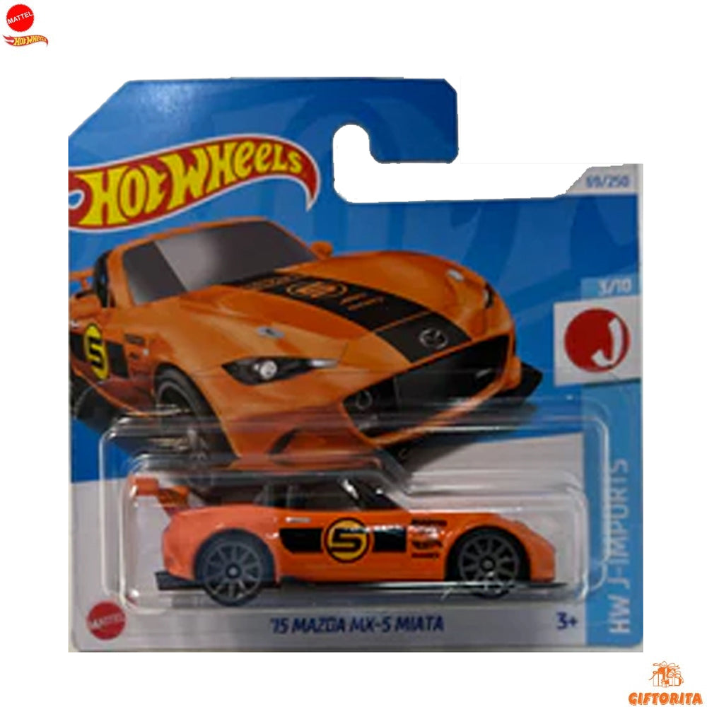 Hot Wheels Regular Short Card – 15 Mazda MX-5 Miata – 3/10 & 69/250 – Orange