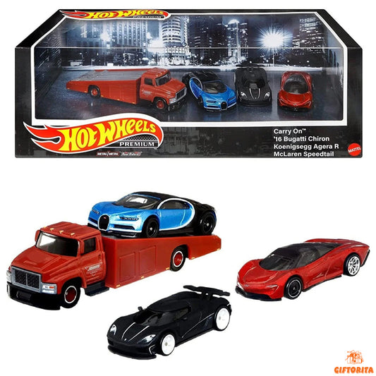 Hot Wheels 4 Pack Diorama Set P00014 – Bugatti Chiron Koenigsegg Agera McLaren Speedtail Premium Set