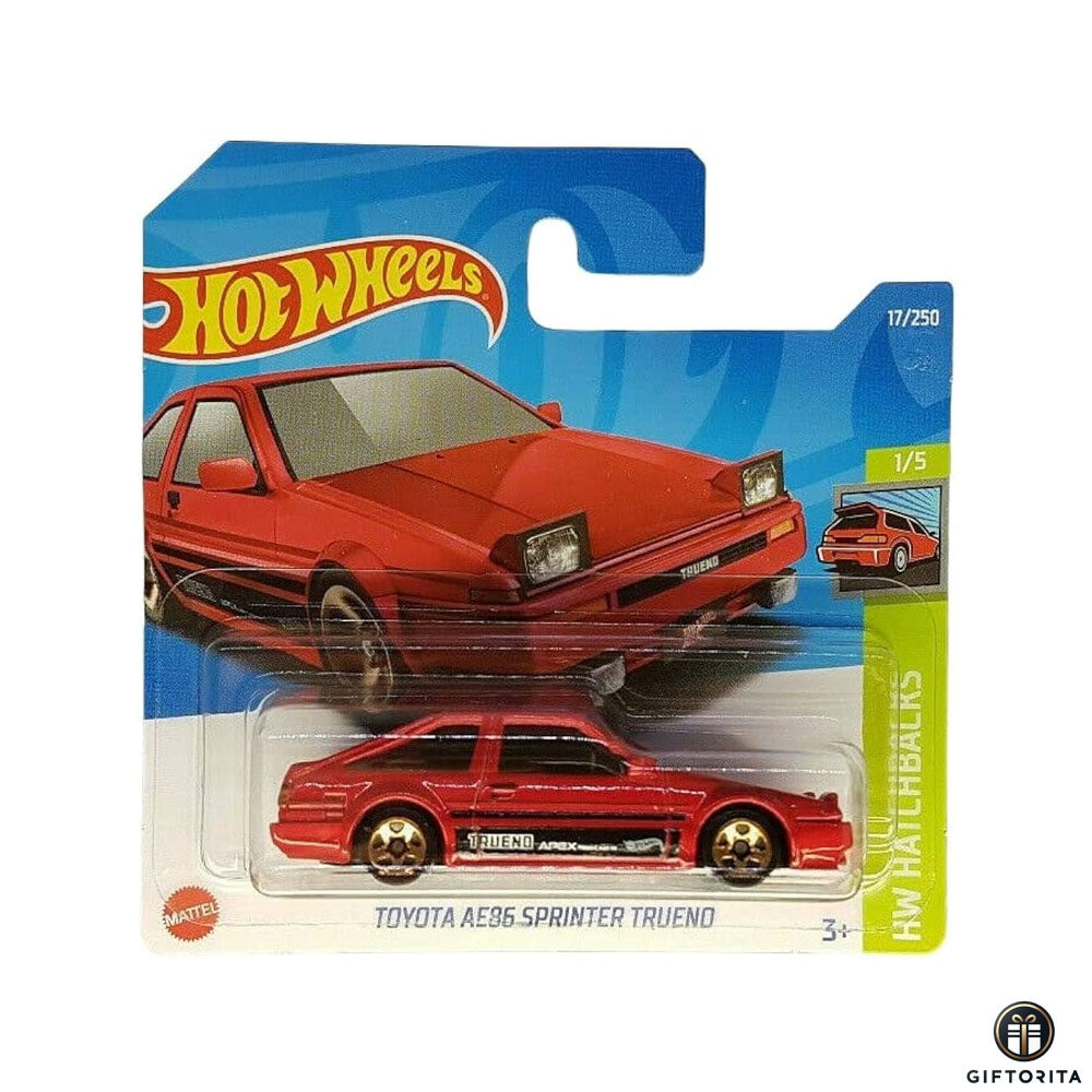 Hot Wheels Regular Short Card – Toyota AE86 Sprinter Trueno - 1/5 & 17/250 - Red
