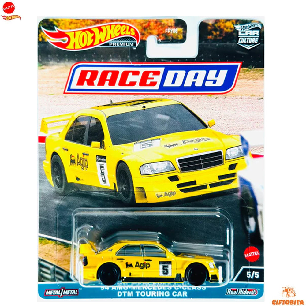 Hot Wheels Regular Single 3 – Race Day – 94 AMG-Mercedes C-Class DTM Touring Car – Yellow