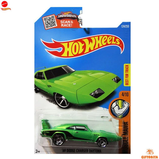 Hot Wheels Regular (LOOSE) P01211 – 69 Dodge Charger Daytona – 4/10 & 124/250 – Green Black Liner (CARD AVAILABLE)