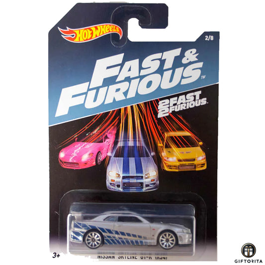 Hot Wheels Regular Nissan - Nissan Skyline GT-R (R34) # 2Fast 2Furious - 2/8-Silver