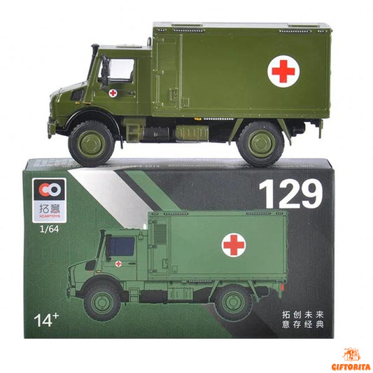 XCarToys Die Cast 1:64 (P00087) – Mercedes-Benz Unimog Field Ambulance Green # 129