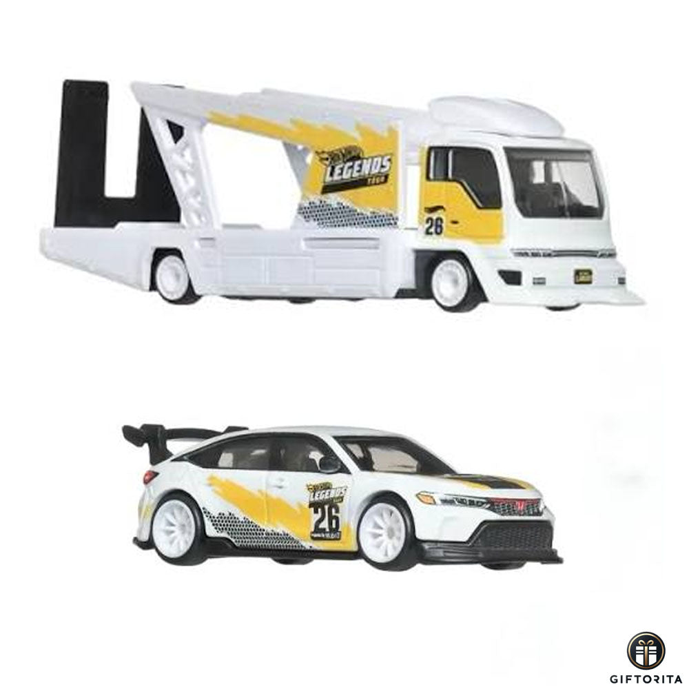 Hot Wheels Premium Team Transport (P00086) # Legends Tour 2026 - 24 Honda Civic Type R And Kousoku Hauler Camion DE Transport