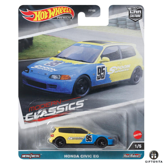 Hot Wheels Premium Single – Car Culture Modern Classics – Honda Civic EG - 1/5 - Yellow & Blue