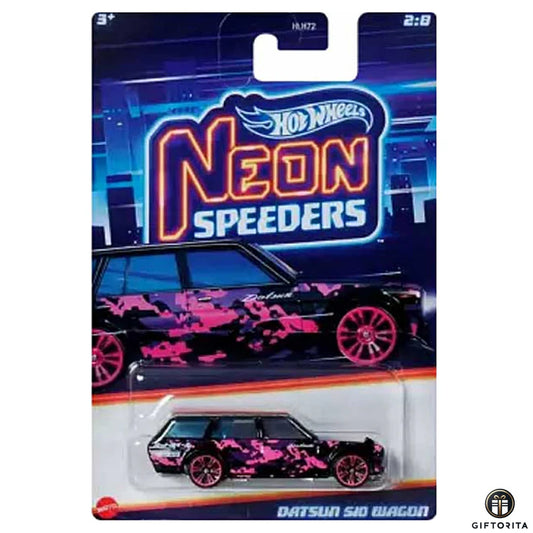 Hot Wheels Regular Datsun - NEON SPEEDERS - Datsun 510 Wagon –  2/8  –  Black