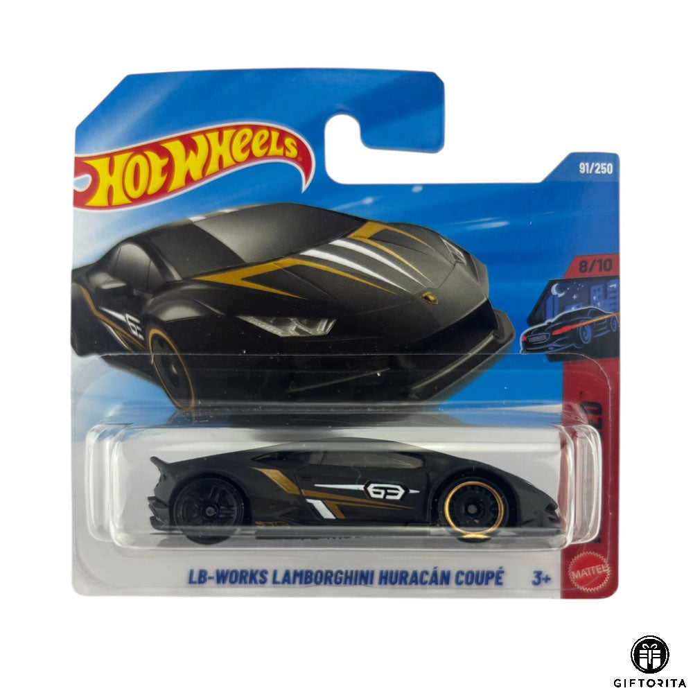 Hot Wheels Regular Short Card – LB - WORKS LAMBORGHINI HURACAN COUPE - 8/10 & 91/250 - BLACK
