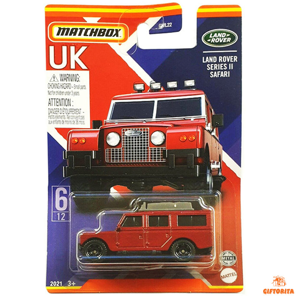 Matchbox Regular Card P00015 – Land Rover Series II Safari UK Maroon 6/12