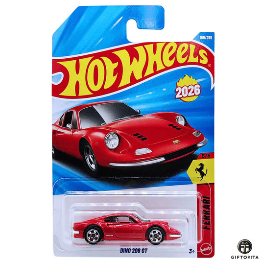 Hot Wheels Regular - Ferrari Dino 206 GT - 5/5 & 150/250 - Red