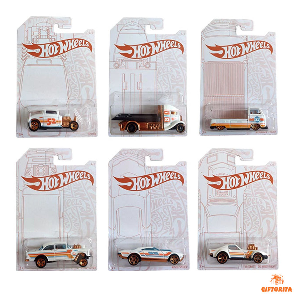 Hot Wheels Regular (P01193) – White Gold Car Set (Set Of 6 Cars)