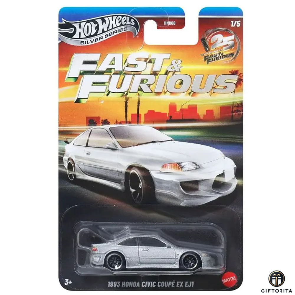 Hot Wheels Regular # Silver Series # F&F - 1993 Honda Civic Coupe EX EJ1 - 1/5 - Silver