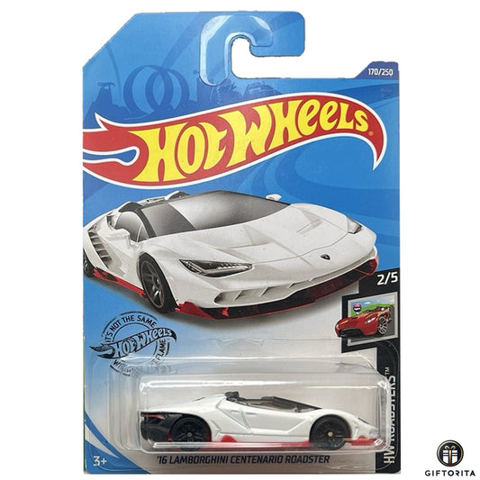 Hot Wheels Regular Lamborghini – 16 Lamborghini Centenario Roadster - 2/5 & 170/250 - White