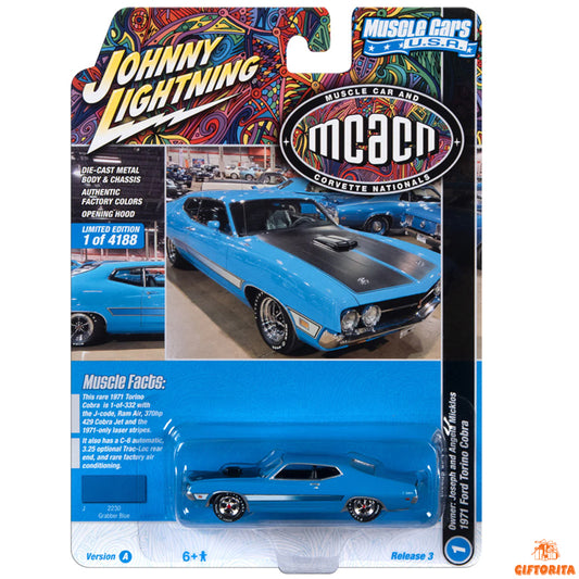 Johnny Lightning 1:64 Die Cast  – 1971 Ford Torino Cobra – Limited Edition 1 of 4188