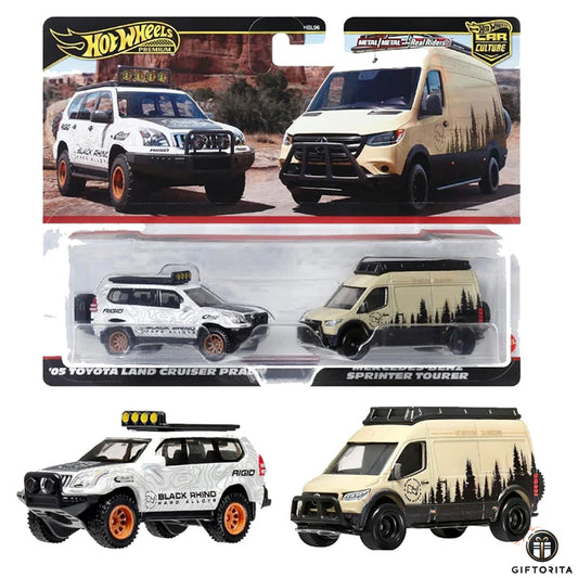 Hot Wheels Premium 2 Pack Set (P00009) – CAR CULTURE – 05 Toyota Land Cruiser Prado And Mercedes-Benz Sprinter Tourer