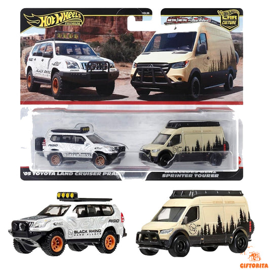 Hot Wheels Premium 2 Pack Set (P00009) – CAR CULTURE – 05 Toyota Land Cruiser Prado And Mercedes-Benz Sprinter Tourer