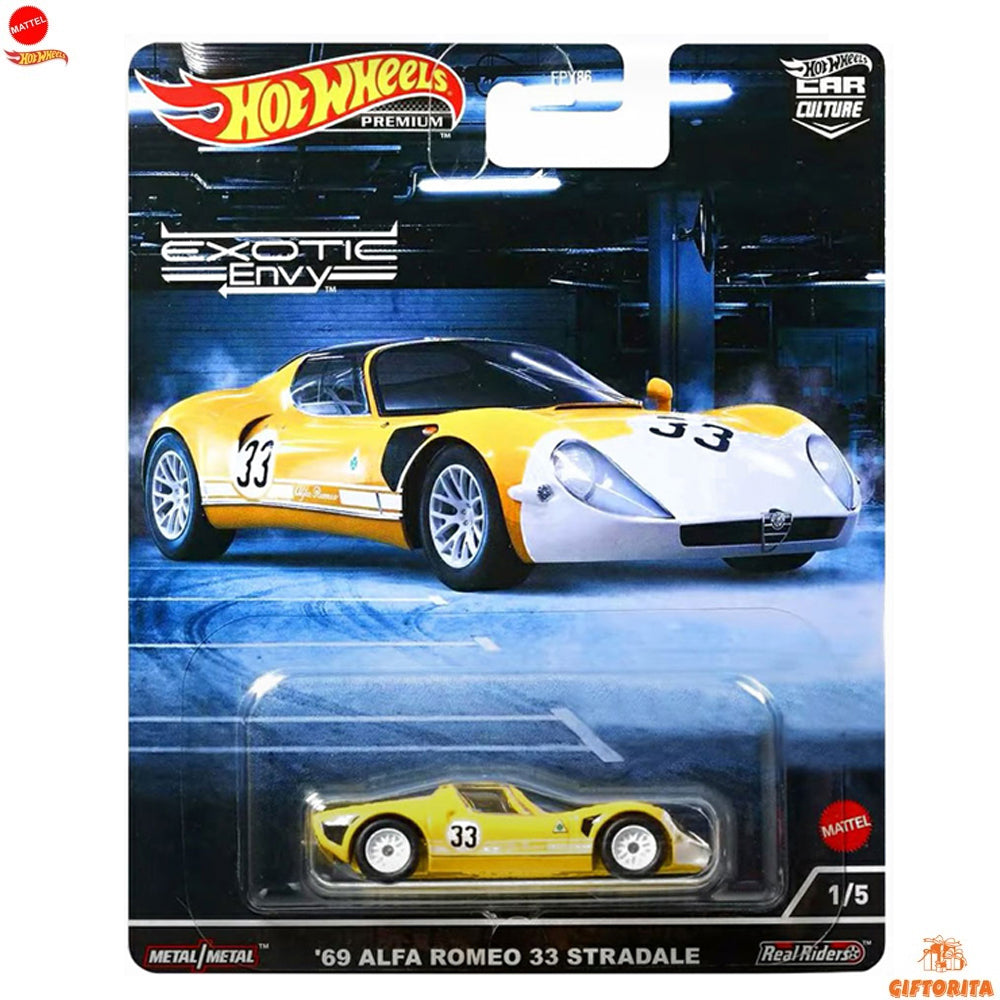 Hot Wheels Premium Single 2 – Exotic Envy – 69 Alfa Romeo 33 Stradale – 1/5 – Yellow