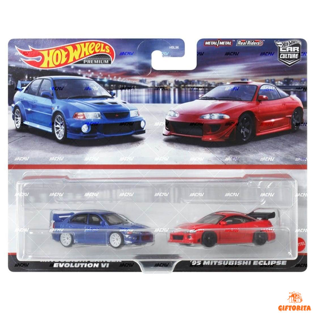 Hot Wheels Premium 2 Pack Set (P00009) – CAR CULTURE – Mitsubishi Lancer Evolution VI And 95 Mitsubishi Eclipse