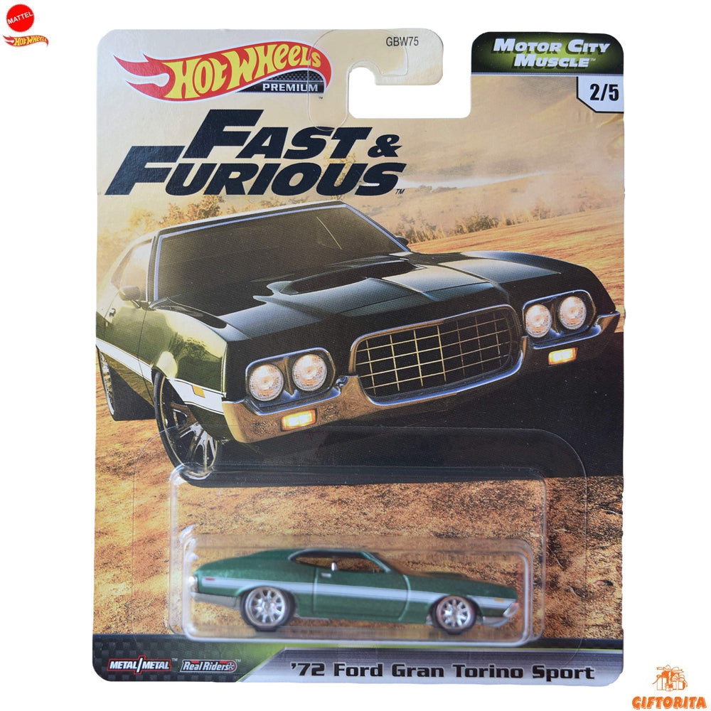 Hot Wheels Premium Single 2 – Motor City – 72 Ford Grand Torino Sport – 2/5 – Green