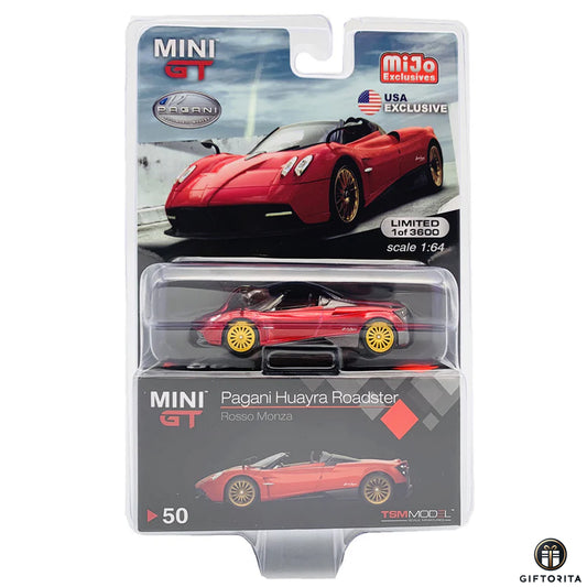 MINI GT 1:64 Die Cast # 50 (P00947) - Pagani Huayra Roadster (Red) (USA Exclusive) – MiJo Exclusives