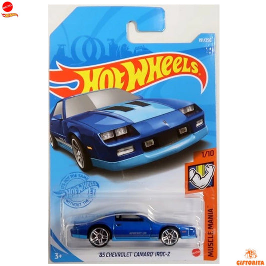 Hot Wheels Regular Camaro - 85 Chevrolet Camaro Iroc -Z - 1/10 & 191/250 - Blue