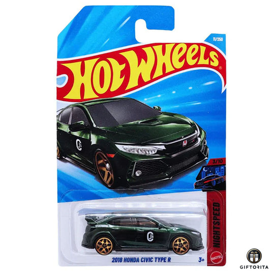 Hot Wheels Regular Honda - 2018 Honda Civic Type R - 3/10 & 11/250 - Green