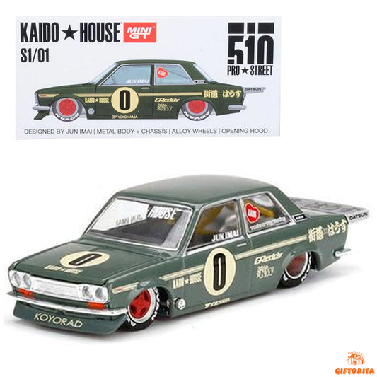 MINI GT 1:64 Die Cast – KAIDO * HOUSE S1/01  (P00110) – Datsun 510 Pro Street – Green