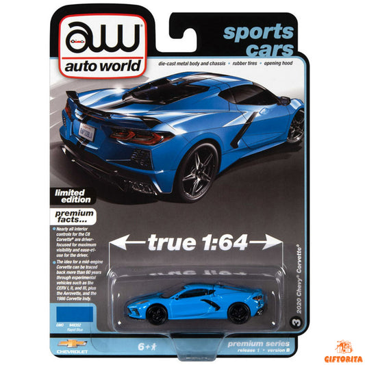 Auto World 1:64 Die Cast 8 – 2020 Chevy Corvette Rapid Blue