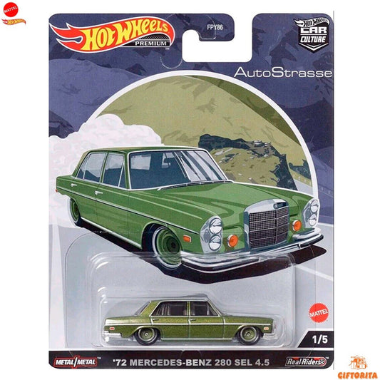 Hot Wheels Premium Single 3 – 72 Mercedes – Benz 280 SEL 4.5 – Auto Strasse – 1/5 – Green