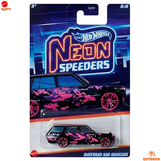 Hot Wheels Regular Datsun - NEON SPEEDERS - Datsun 510 Wagon –  2/8  –  Black