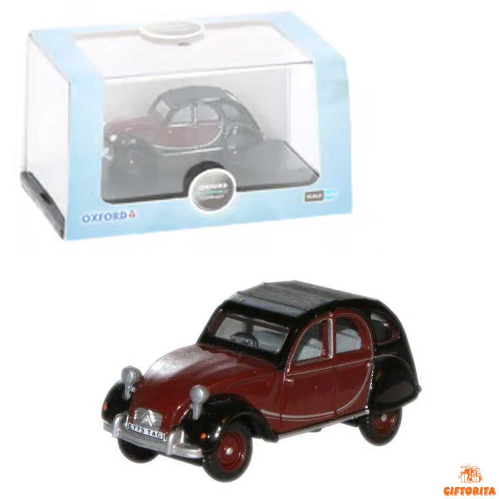 Die Cast 1:76 (P01202) - Oxford Automobile Company - Charieston Maroon/Black Citroen 2CV - Code 76CT001