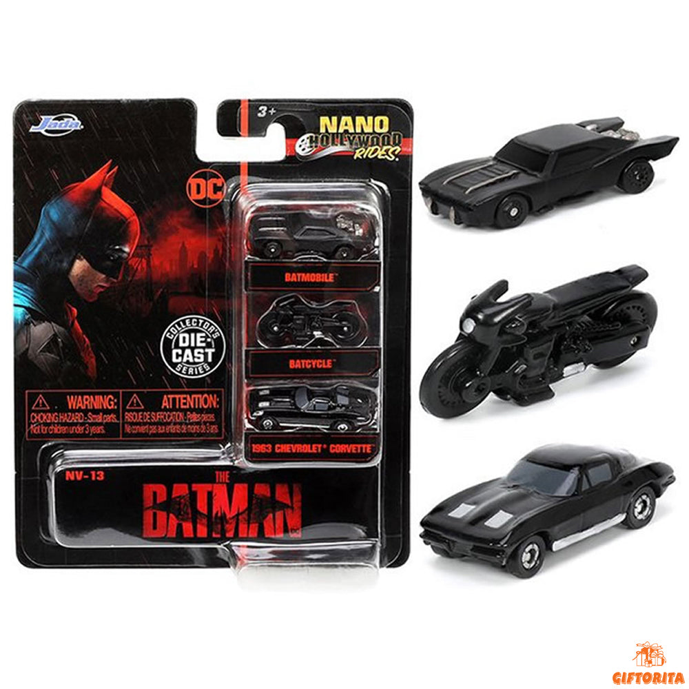 Nano Hollywood Rides (P01617) – Jada DC Comics – The Batman (2022) Movie Series Diecast 3 Piece Set