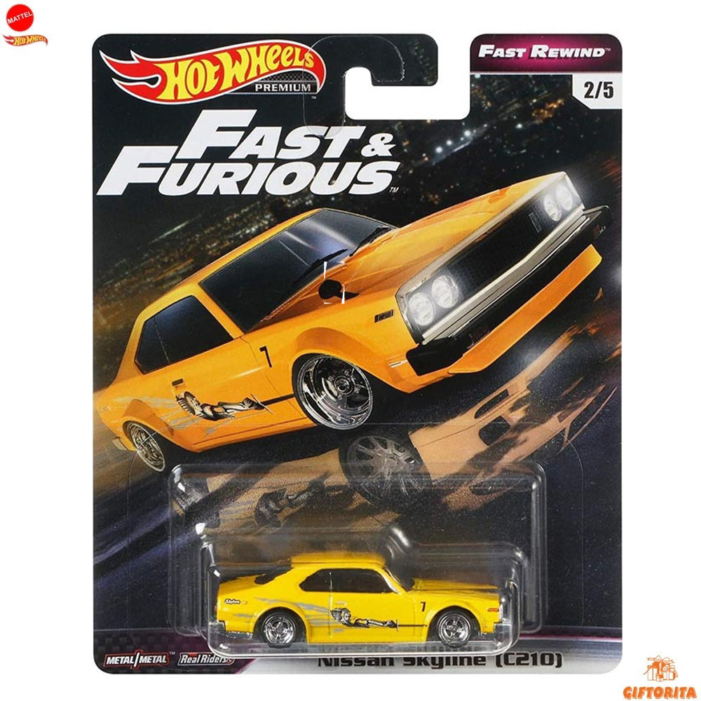 Hot Wheels Premium Single 3 – FAST REWIND – Nissan Skyline (C210) – 2/5 Yellow