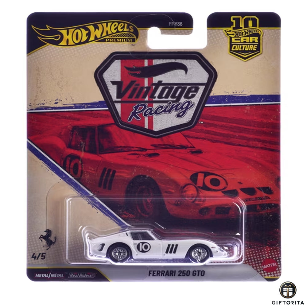 Hot Wheels Premium Single  - Car Culture # Vintage Racing- Ferrari 250 Gto-4/5- White