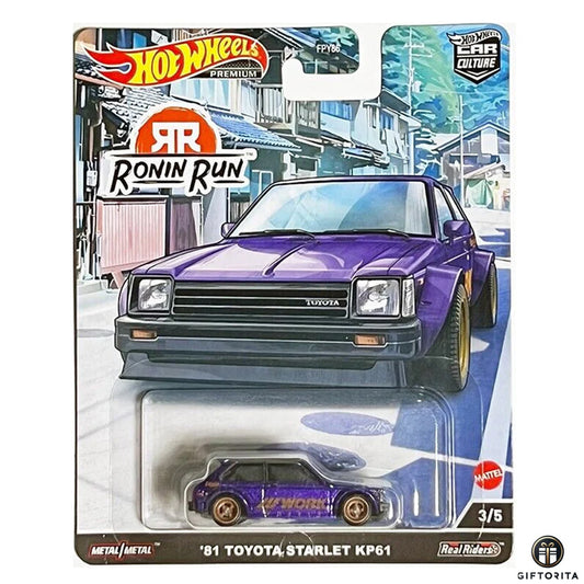 Hot Wheels Premium Single 2 – Ronin Run – 81 Toyota Starlet KP61 – Car Culture – 3/5 – Purple