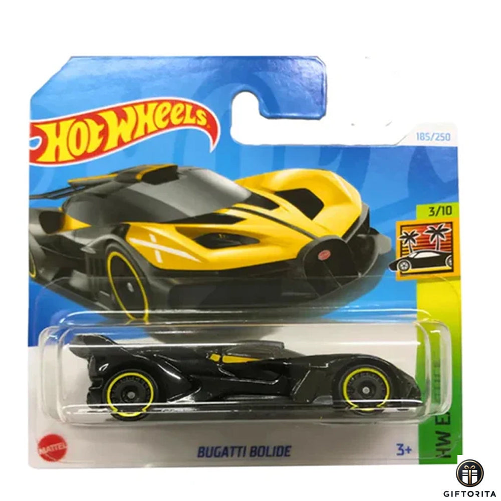 Hot Wheels Regular Short Card – Bugatti Bolide  – 3/10  & 185/250 - Black& Yellow