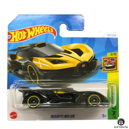 Hot Wheels Regular Short Card – Bugatti Bolide  – 3/10  & 185/250 - Black& Yellow