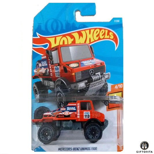 Hot Wheels Regular Mercedes  –  Mercedes  BENZ Unimog 1300   –  4/10 & 7/250   –  RED