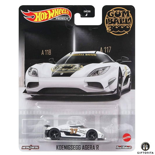 Hot Wheels Premium Single – Gum Ball Booo - Koenigsegg Agera R - White